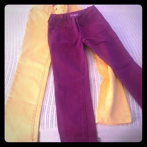 🌿Girls Old Navy skinny jeans-2 pair bundle purple and yellow, size 8, Ne…